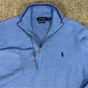 Polo Ralph Lauren Mens Blue XL 1/4 Quarter Zip Pullover Sweater Preppy Cotton